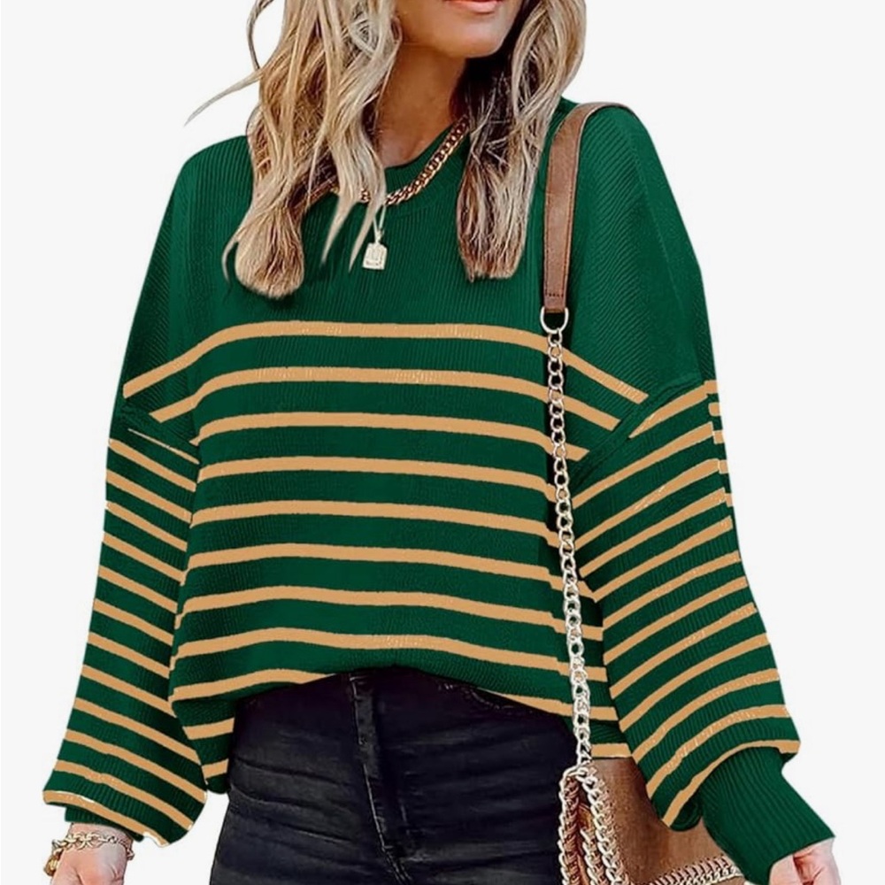 Green & Yellow Striped Sweater